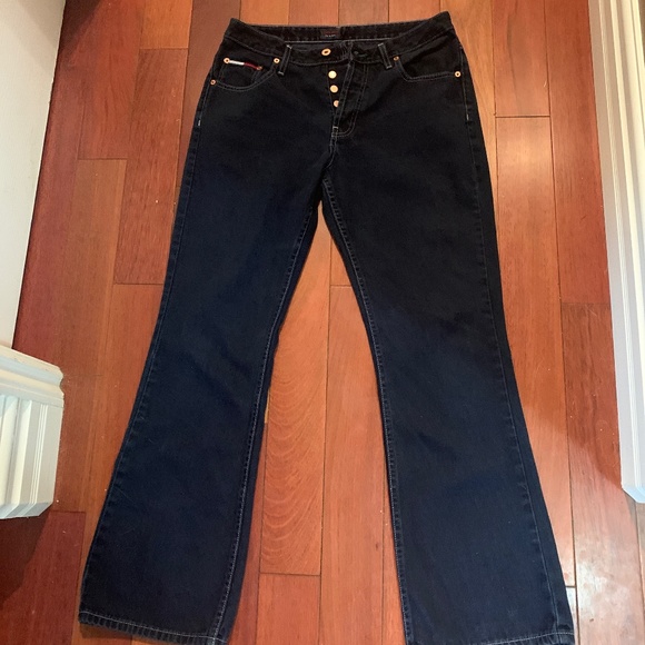 Size 31 Tommy Hilfiger dark wash flared button fly jeans - Picture 1 of 3
